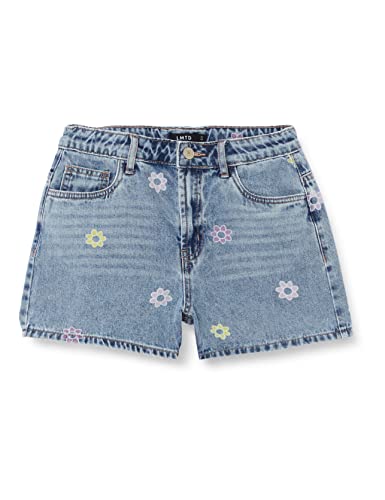 NAME IT Dziewczęce szorty Nlfflowerizza DNM Hw, Średni niebieski denim/nadruk: nadruk kwiatowy, 140 cm