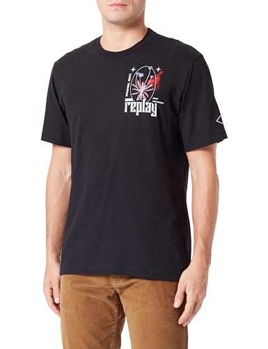 Replay T-shirt męski, 098 BLACK, L