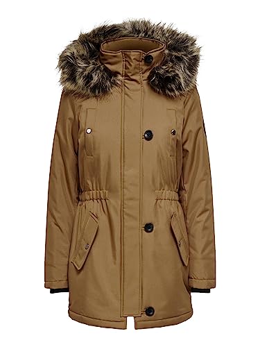 Bestseller A/S Damska parka zimowa ONLIRIS CC 2023 OTW płaszcz, Toasted Coconut/Detail:Brown FUR, S, Toasted Coconut/Detail:BROWN FUR, S