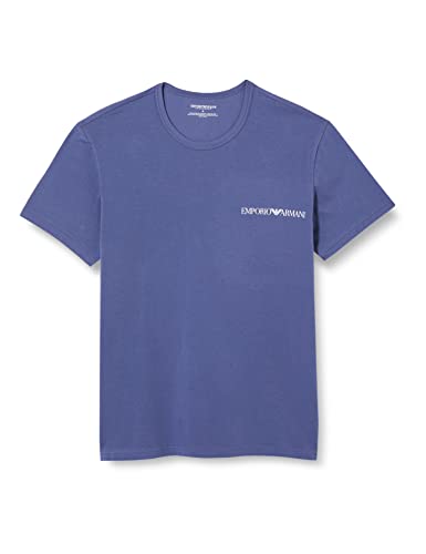 Emporio Armani Underwear Men's Crew Neck Core pasek z logo, 2-pak, granatowy/denim, L, Granatowy/Denim, L
