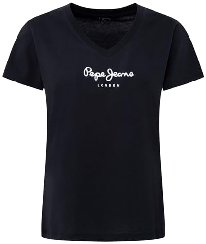 Pepe Jeans Damska koszulka Wendys z dekoltem w serek, czarny (czarny), M