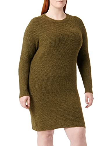 PIECES Damska sukienka PCELLEN LS O-Neck Knit Dress NOOS BC, ciemny oliwkowy, M