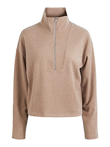 PIECES Damska bluza PCFLEX LS Fleece Top, Fossil/szczegóły: melanż, L
