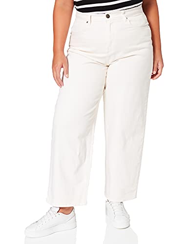 Urban Classics Damskie spodnie z wysokim stanem, szerokie nogawki, Cropped Denim, Whitesand, 32 PL