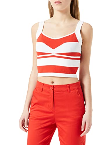 Sisley T-shirt damski, Czerwone i białe paski 902, M