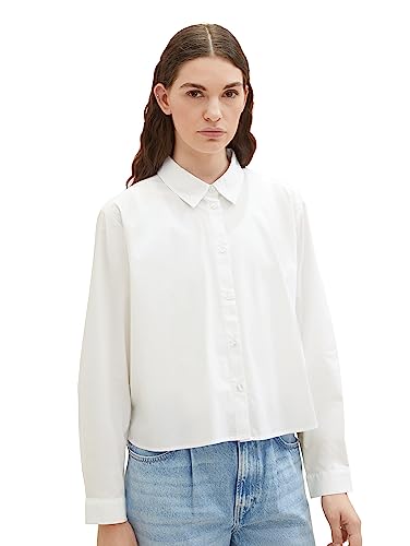 TOM TAILOR Denim Damska bluzka koszulowa Boxy Basic, 20000-biały, L