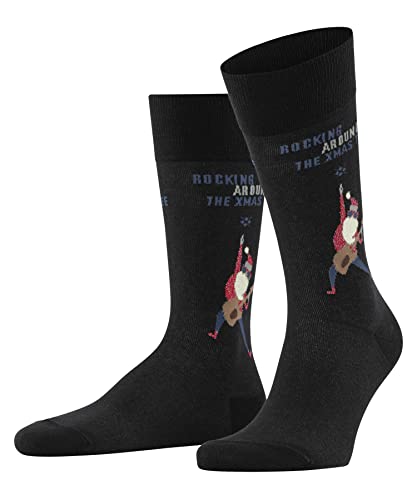 Burlington Rocking X-Mas skarpety męskie z mieszanki bawełny, czarny (Black 3000), 46 EU
