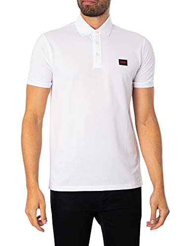 HUGO Męska koszulka polo Dereso232 Slim-Fit z bawełny piqué z czerwonym logo, Open White127, XXL
