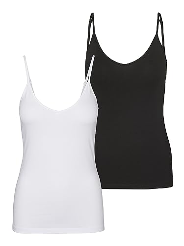 VERO MODA Damski tank top, Czarny/opakowanie: jasna biel, L