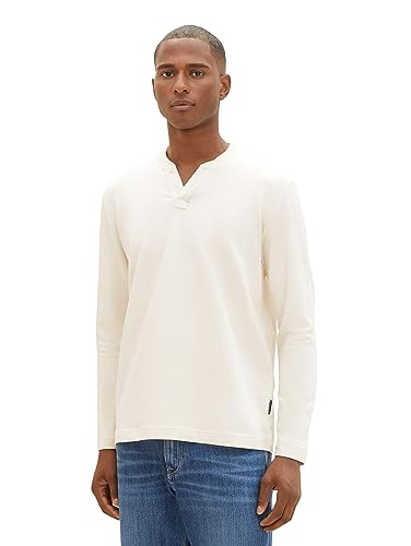 TOM TAILOR Koszulka męska z długim rękawem, 28961 - Beige Herringbone Structure, 3XL