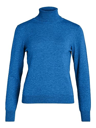 Vila Damski top z dzianiny z golfem, Lapis Blue, S