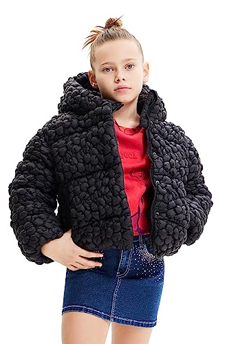 Desigual Dziewczęca Chaq_Aurore Girl Woven Padded Short Overcoat, czarny, 6 Lata