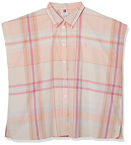 Tommy Hilfiger Damska koszula CRV CO Relaxed NS Casual, Lg Madras/Sunset Peach, 50, Lg Madras/Sunset Brzoskwinia