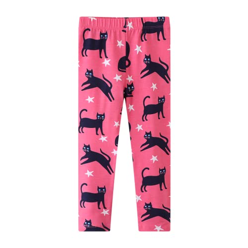 CM-Kid Legginsy dziewczęce spodnie bawełna dzieci elastyczne spodnie wiosna jesień zima 2 3 lata różowy kot rozm. 98, Różowy kot, 98 cm
