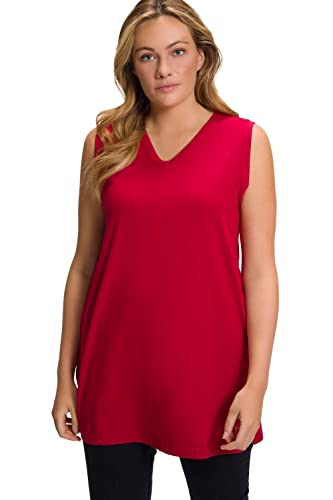 Ulla Popken Damskie duże rozmiary plus size top top basic, tank top, dekolt w serek, luźny krój czarny 66+ 531122100-66+, czarny, 66-68