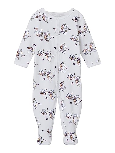 NAME IT Nbfnightsuit W/F Unicorn Noos śpioszki do spania dla dziewczynek, Bright White, 68 cm
