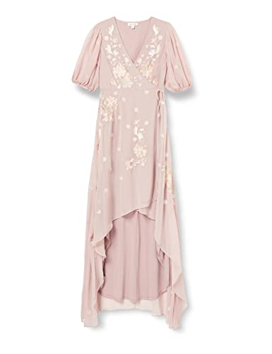 Frock and Frill Damska haftowana sukienka w kwiaty na specjalne okazje, dla panny młodej, róż, 12