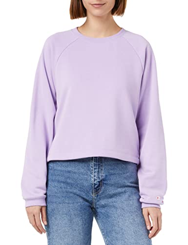 Champion Damska bluza z okrągłym dekoltem Legacy American Classics Powerblend Terry Taped Logo Boxy Bluza z okrągłym dekoltem, Lawenda, M