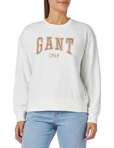 GANT Damska bluza z logo Rel z dekoltem w kształcie litery C, Eggshell, XL
