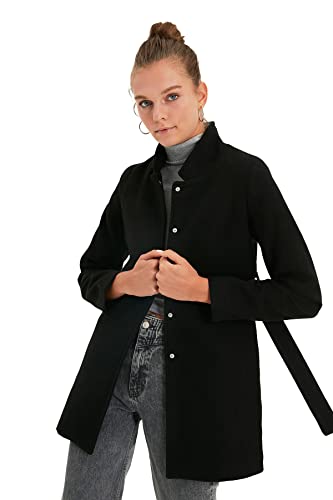 Trendyol Black Chips Closing And Arched Stamp Płaszcz, 40 damskie, Czarny, 40