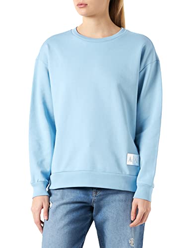 A|X ARMANI EXCHANGE Damska bluza z błyszczącą naszywką z organicznej bawełny, Borówka amerykańska, S