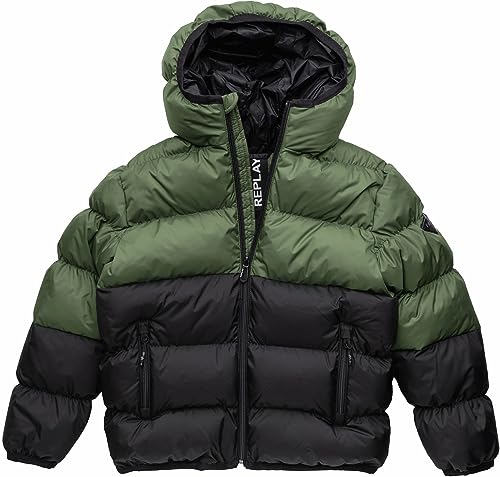 Replay Chłopięca kurtka pikowana, 821 Military Green, 10 Lat