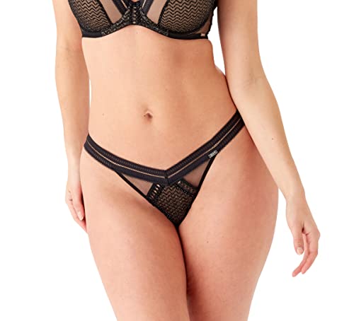 Gossard Damskie majtki stringi sprzeczności, czarne/srebrne, XS, czarny/srebrny, XS