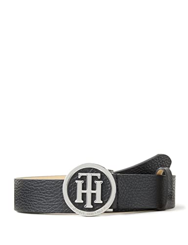 Tommy Hilfiger Pasek damski Th Round Buckle Belt 3.0 ze skóry, czarny, 80