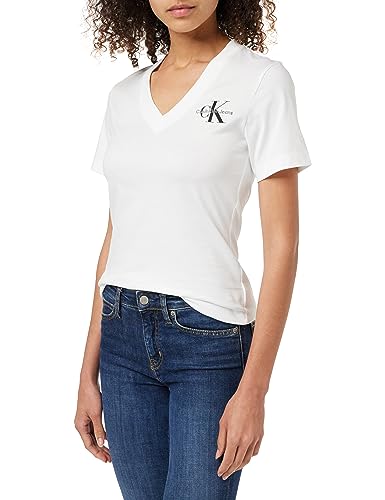 Calvin Klein Jeans S/S dzianinowe topy białe, biały, XXL