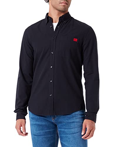 HUGO Męska koszula Evito slim fit z bawełny Oxford z kołnierzem zapinanym na guziki, Black4, S