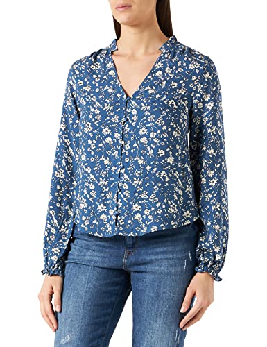 Springfield Damska koszula Blusa De Manga Larga Moss Fr, niebieski (Azul Medio)., 32 PL