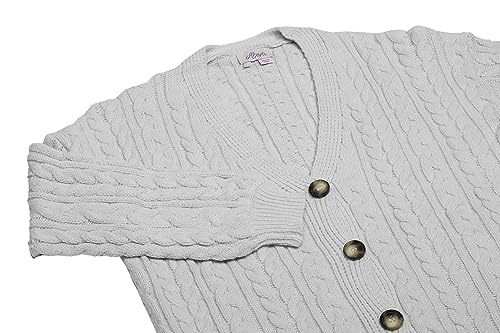 Aleva Damski luźny, dziergany kardigan z długimi rękawami i dekoltem w serek, akryl jasnoszary melanż, rozmiar XS/S, jasnoszary melanż, XS