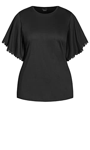 CITY CHIC Damska bluzka plus size kultowa sukienka trzepotająca, Czarny, 48