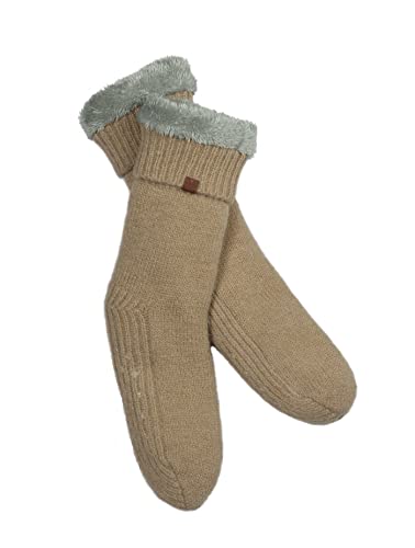 BICKLEY+MITCHELL Women's Super Soft and Cozy with Faux-Fur Lining 2018-20-11-15 skarpety wsuwane, beżowe, jeden rozmiar