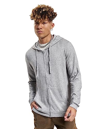 JACK & JONES Męska kurtka z dzianiny, miękki kaptur, zamek błyskawiczny, jasnoszary melanżowy, S