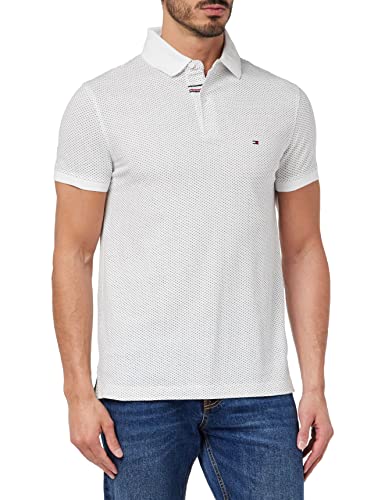 Tommy Hilfiger Męska koszulka polo z mikronadrukiem, biały, S