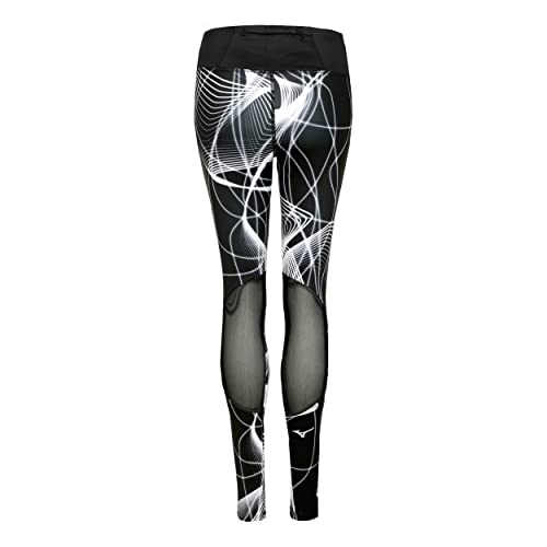 Mizuno Damskie rajstopy z nadrukiem biegania, czarne, M