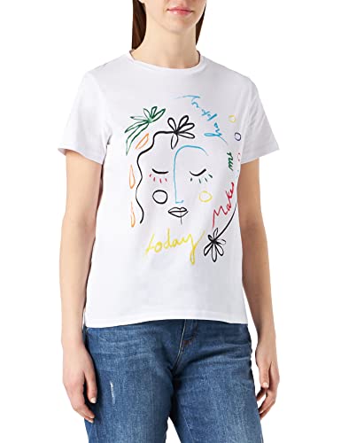 Desigual T-shirt damski Ts_Faces, biały, XS