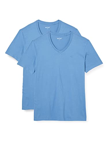 MUSTANG Męski t-shirt z dekoltem w serek, Quiet Harbor 5407, S (2 sztuki)