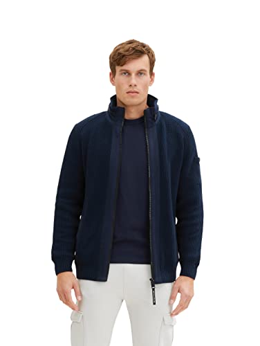 TOM TAILOR Męskie Kardigan ze stójką 1029734, 10668 - Sky Captain Blue, 3XL