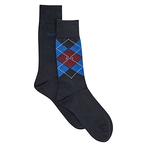 BOSS Męskie skarpety 2P RS Argyle Col CC Regular Socks, ciemnoniebieskie, 39-42, ciemnoniebieski, 42 EU