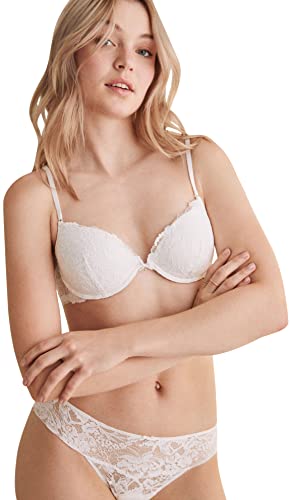 Women'secret Biustonosz Klasyczny Koronka Kobieta, Żółty, Biały, 90D