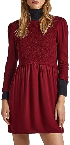 Pepe Jeans Sukienka damska Kasia, Czerwony (bordowy), L