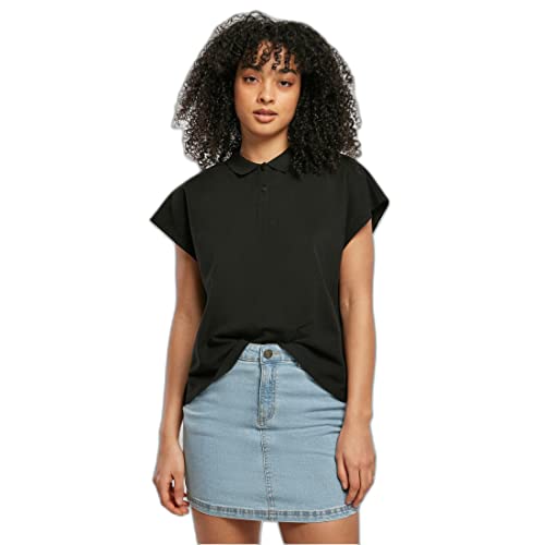 Urban Classics Damska koszulka polo z materiału piqué, damska koszulka polo oversized Extended Shoulder Polo Tee, dostępna w 2 kolorach, rozmiary XS - 5XL, czarny, L