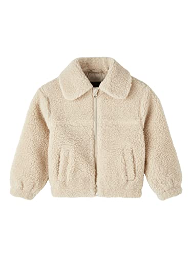 NAME IT Dziewczęca kurtka NMFMAKOA Teddy PB, Moonbeam, 110, Moonbeam, 110 cm