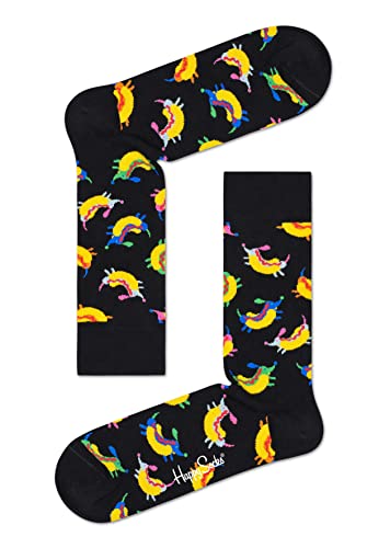 Happy Socks Hot Dog Dog, kolorowe i zabawne, Skarpety dla kobiet i mężczyzn, Czarny (41-46)