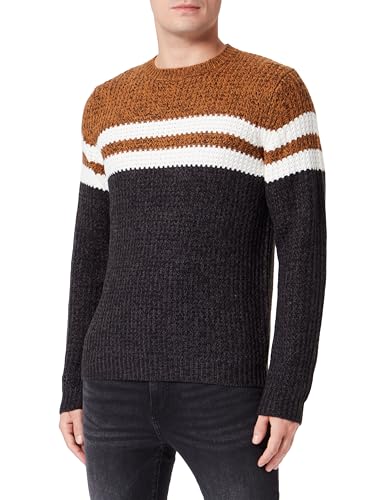 ONLY & SONS Sweter męski, Czarny/wzór: szlafrok monks, S
