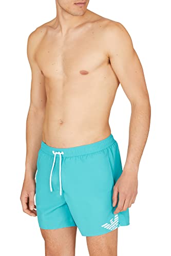 Emporio Armani Swimwear Emporio Armani Bold Logo Boxer Swim Trunks, turkusowe/pionowe logo, rozmiar 46, Turquoise/Vertic.log