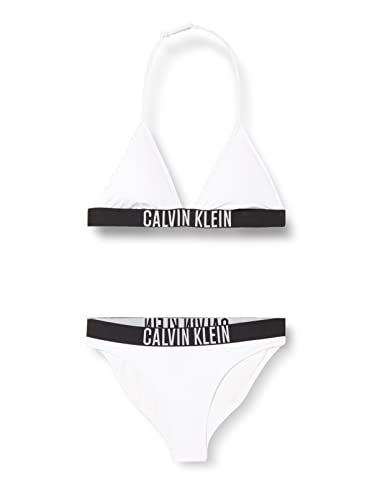 Calvin Klein Dziewczęcy trójkątny zestaw bikini biustonosze, biały, 12-14 lat