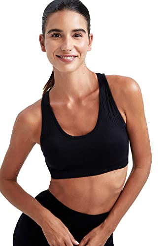 DeFacto Bralette koronkowy biustonosz damski – miękki i oddychający biustonosz (czarny, L), czarny, L